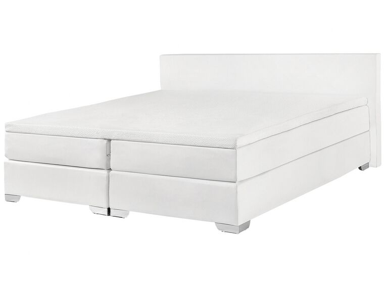 Biela kožená kontinentálna posteľ 180 x 200 PRESIDENT_707918