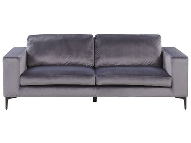 3 Seater Velvet Sofa Dark Grey VADSTENA 