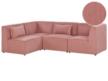 Sofá de canto direito com 4 lugares em bombazine rosa LEMVIG | Beliani.ch