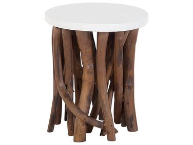 Tavolino legno scuro e bianco ⌀ 40 cm HOUMA