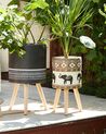 Pflanzenständer braun / beige Elefantenmotiv mit Holzbeinen 55 cm ACHILIO_808782