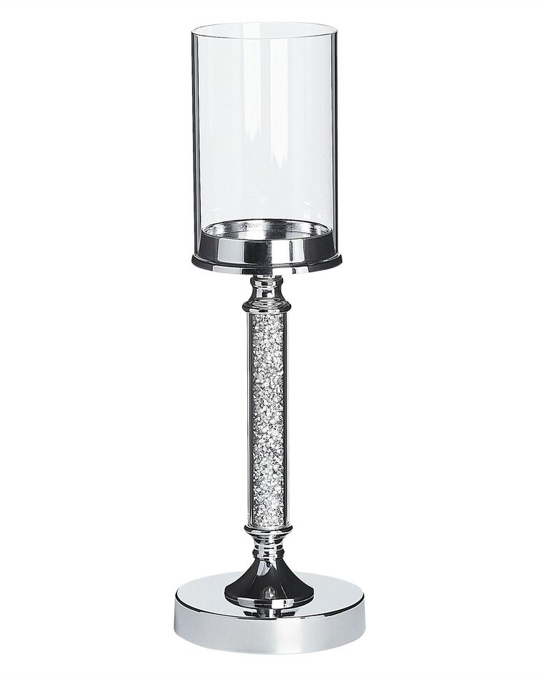 Świecznik szklany 41 cm srebrny ABBEVILLE_788828
