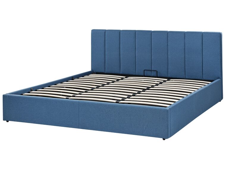Fabric EU Super King Size Ottoman Bed Blue DREUX Beliani.co.uk