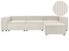 Sofa modułowa 3-osobowa z otomaną sztruksowa złamana biel APRICA_907605