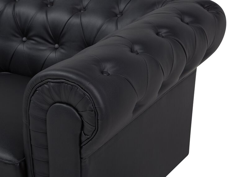 Faux Leather Living Room Set Black CHESTERFIELD Big Beliani.co.uk