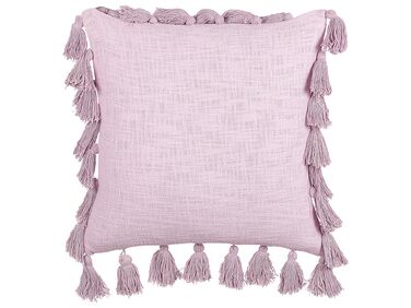 Bavlnený vankúš so strapcami 45 x 45 cm ružový LYNCHIS