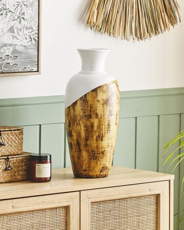 Dekorativ vase 44 cm hvit/brun BONA