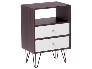 2 Drawer Bedside Table Dark Wood with White ARVIN