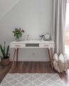 Sminkbord / Skrivbord med 2 lådor och hylla 120 x 45 cm vit/ljusbrun FRISCO_860443