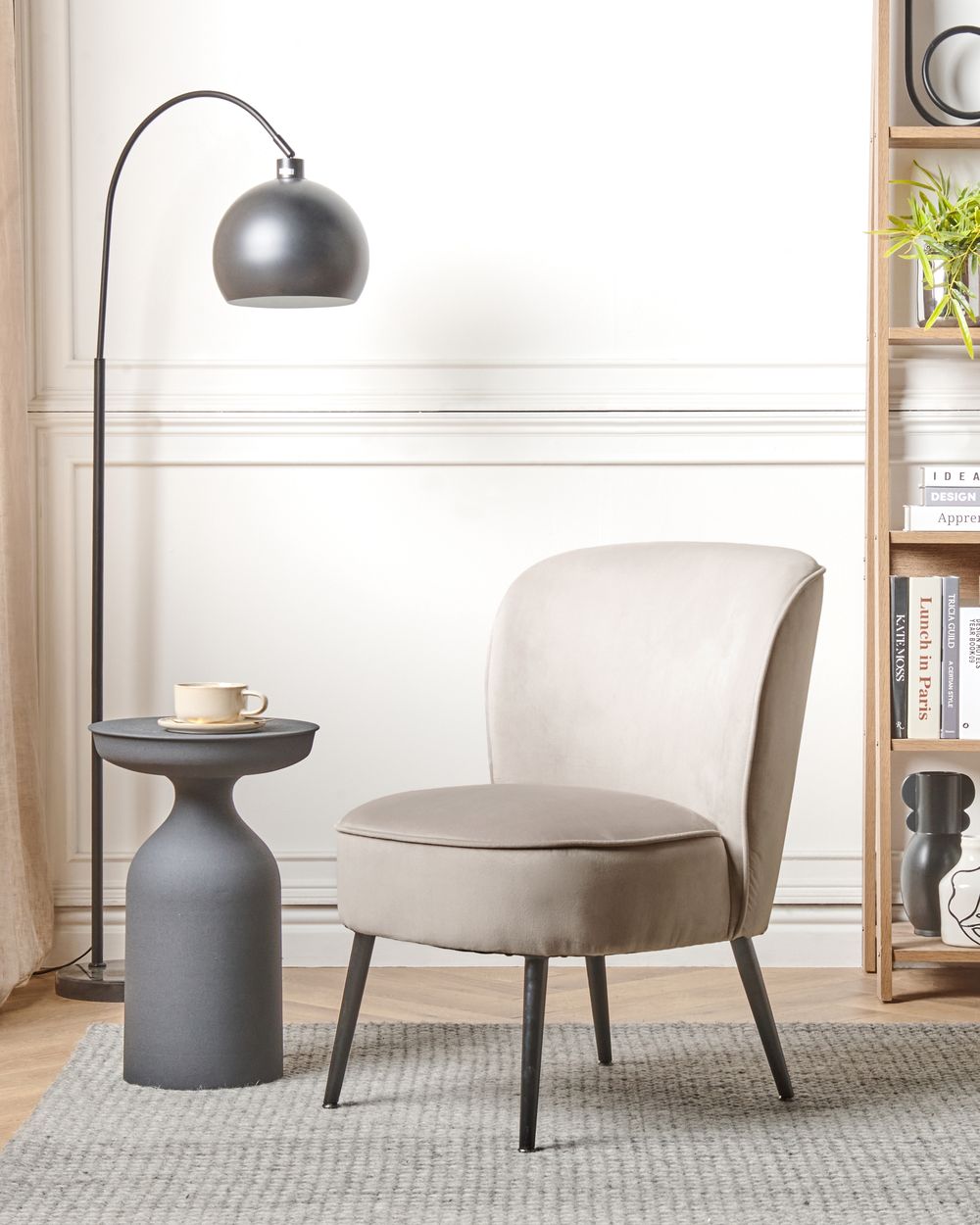 Taupe velvet online accent chair
