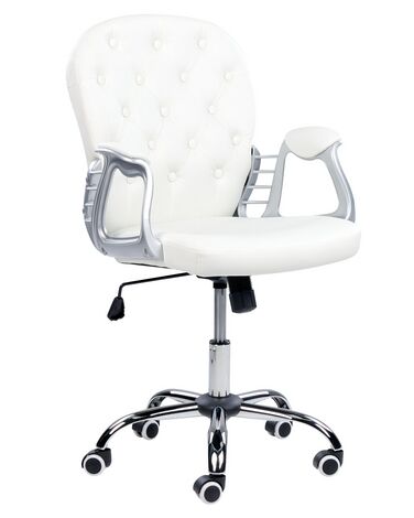 Krzesło biurowe regulowane ekoskóra białe PRINCESS