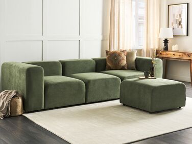 3-seters modulær sofa med ottoman kordfløyel Grønn FALSTERBO