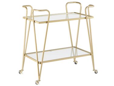 Metal Drinks Trolley with Glass Top Gold NOTI