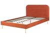 Łóżko welurowe 160 x 200 cm pomarańczowe FLAYAT_834304
