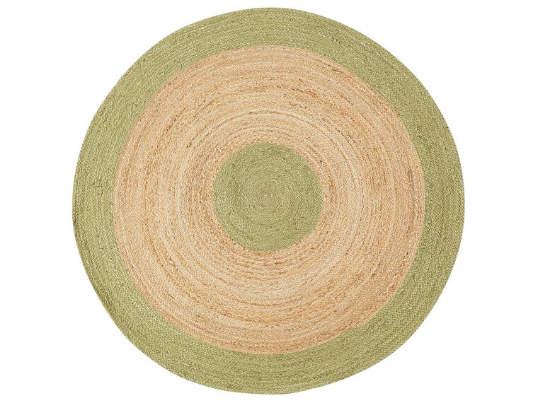 Okrúhly jutový koberec ø 140 cm béžová a zelená YAYALAR_886776