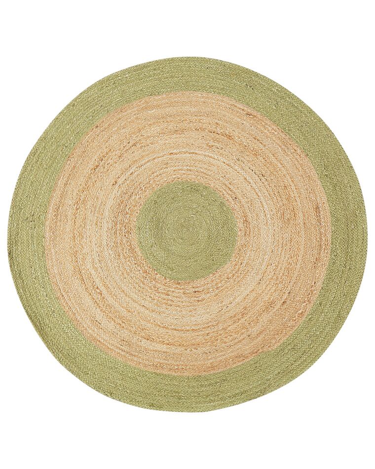 Kulatý jutový koberec ø 140 cm béžový/zelený YAYALAR_886776