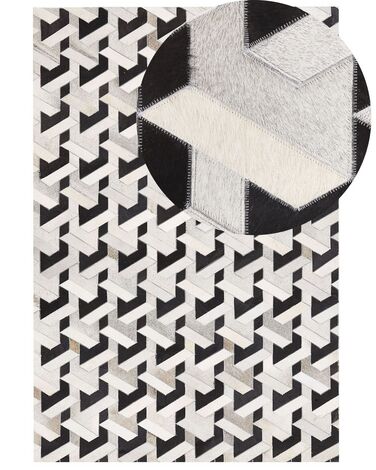 Vloerkleed patchwork zwart/grijs 140 x 200 cm NARMAN
