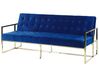 Sofá cama 3 plazas de terciopelo azul marino/dorado MARSTAL_796177