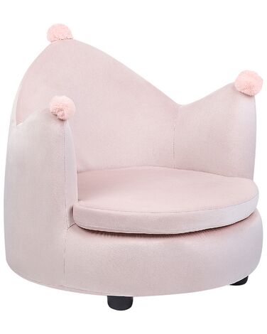 Fotel dziecięcy welurowy korona różowy VEGA