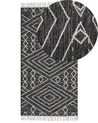 Teppich Baumwolle schwarz / weiss 80 x 150 cm geometrisches Muster Kurzflor KHENIFRA_831109