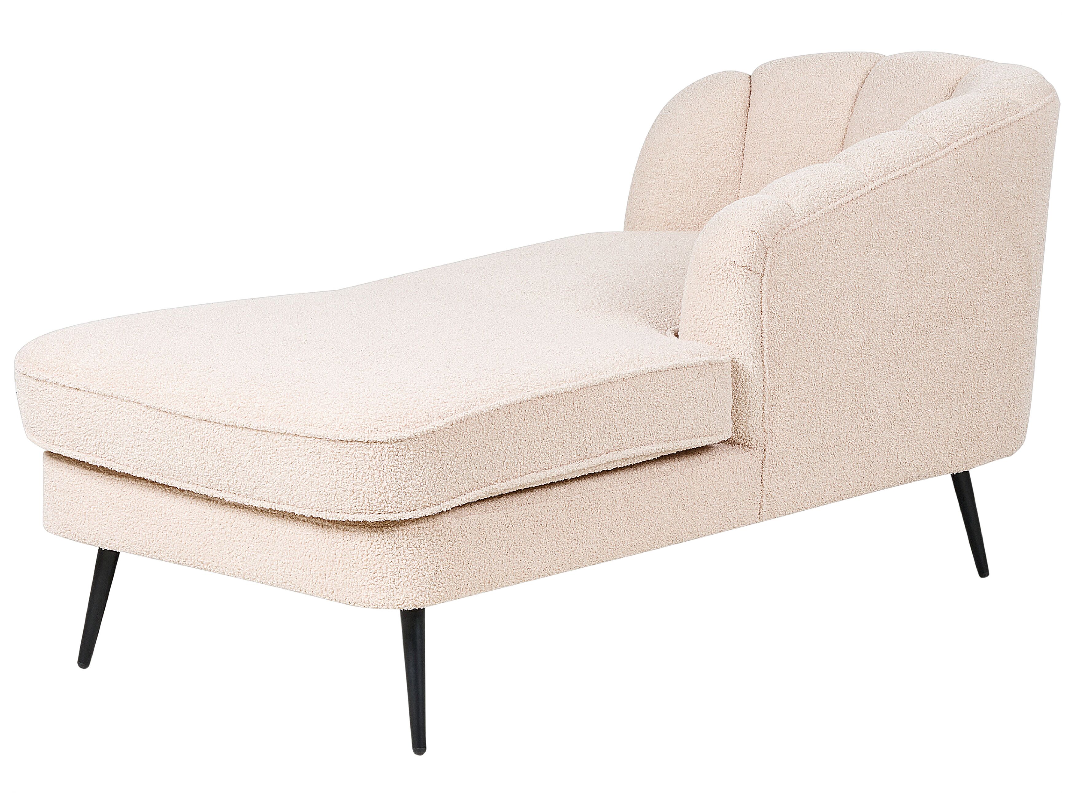 Left Hand Boucle Chaise Lounge Light Beige ALLIER | Beliani.co.uk