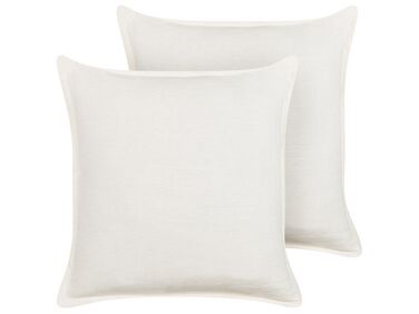 Set of 2 Linen Cushions 45 x 45 cm Off-White SUBULATA