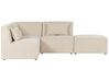 Canapé d'angle côté droit modulable 3 places en velours côtelé beige avec ottoman LEMVIG_875103