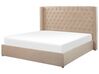 Zamatová posteľ s úložným priestorom 180 x 200 cm béžová LUBBON_772974