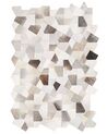 Tapis patchwork en cuir gris et beige 140 x 200 cm VARTO_851071