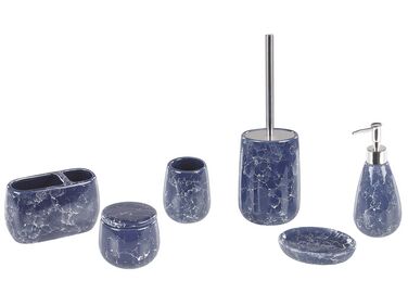 Conjunto de 6 accesorios de baño de cerámica azul oscuro ANTUCO