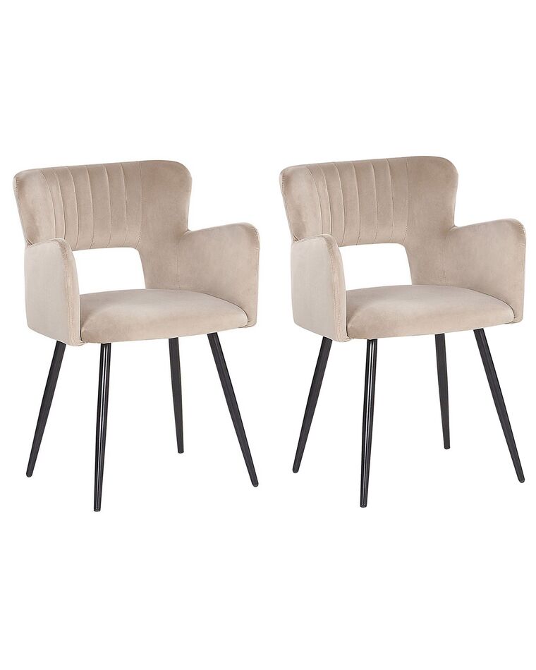 Set of 2 Velvet Dining Chairs Taupe SANILAC_847148