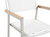 Gartenmöbel Set Granit grau poliert 180 x 90 cm 6-Sitzer Stühle Textilbespannung weiss  GROSSETO_428050