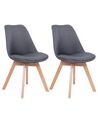 Conjunto de 2 sillas de comedor de poliéster gris grafito/madera clara DAKOTA II_728812