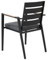 Set di 6 sedie da giardino metallo nero grigio e legno chiaro TAVIANO_841731