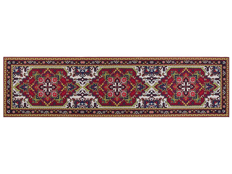 Teppich rot 80 x 300 cm orientalisches Muster Kurzflor COLACHEL_831658