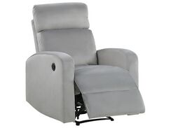 Nojatuoli sametti sähkösäädettävä vaaleanharmaa VERDAL Nojatuoli sametti sähkösäädettävä vaaleanharmaa VERDAL