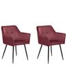 Lot de 2 chaises en velours rouge bordeaux JASMIN_859427