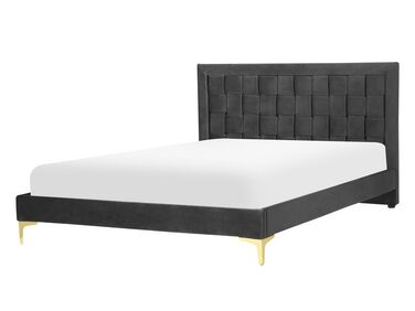 Łóżko welurowe 140 x 200 cm czarne LIMOUX