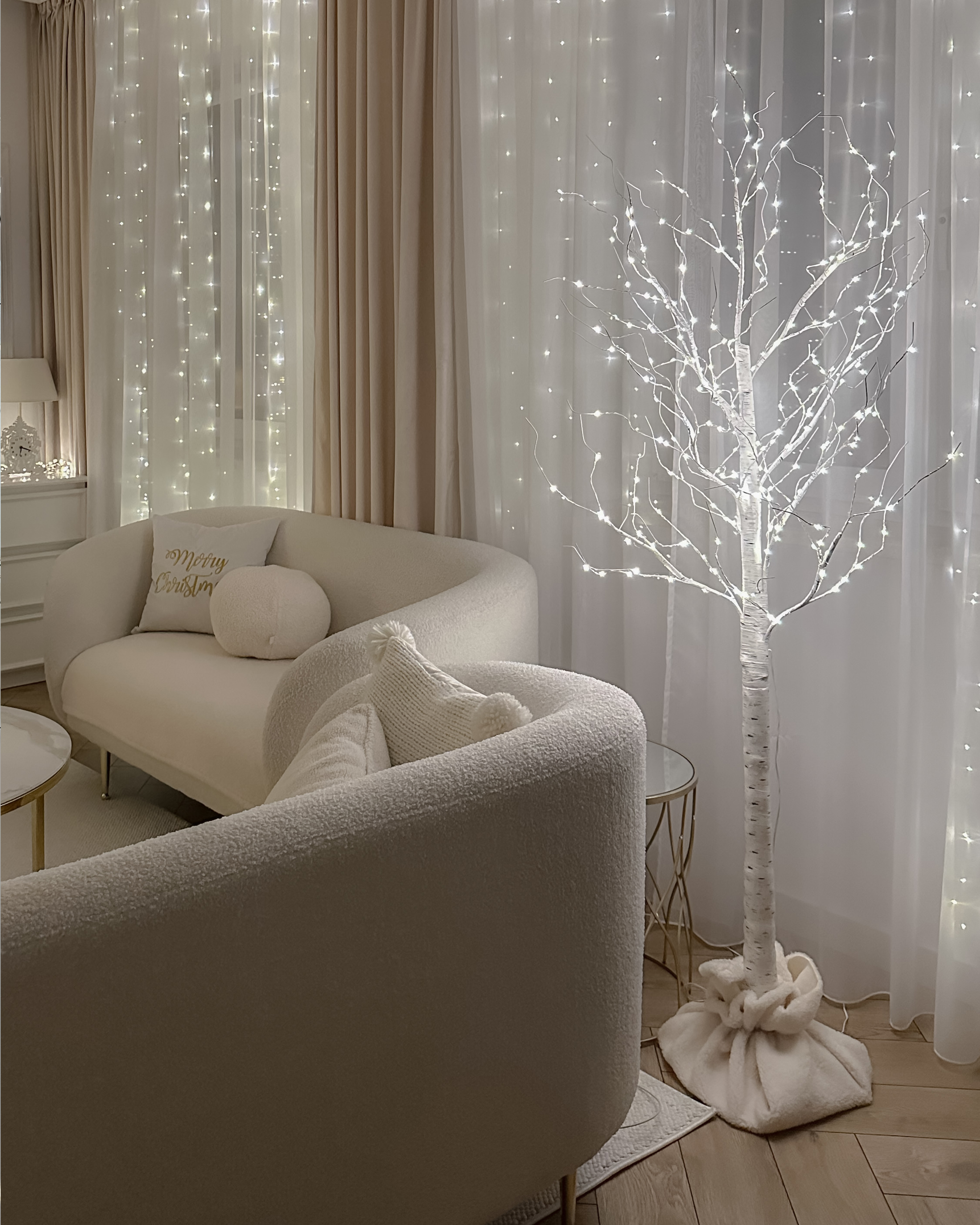 Outdoor Weihnachtsbeleuchtung LED weiss Birkenbaum 190 cm LAPPI_900292