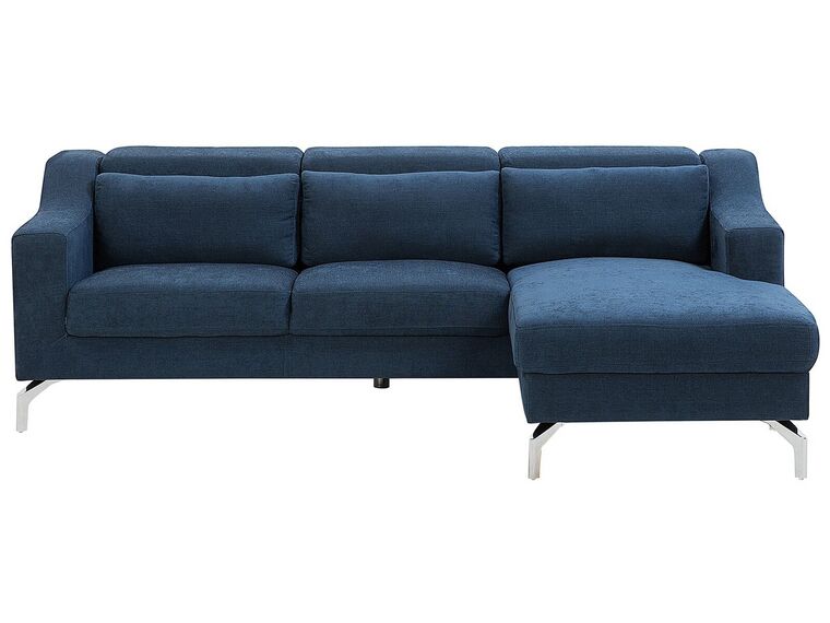 Left Hand Fabric Corner Sofa Navy Blue GLOSLI_720094