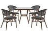 Trädgårdsmöbelset av bord och 4 stolar mörkträ/svart CASPRI_799099