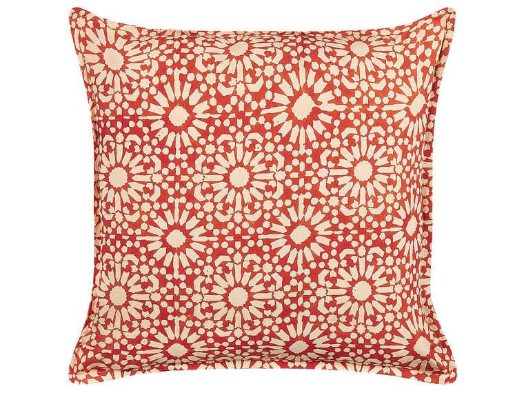 Coussin décoratif avec motif géométrique en coton 45 x 45 cm rouge CEIBA_839085