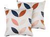 Set of 2 Velvet Cushions Leaf Pattern 45 x 45 cm Off-White QUINOA_834883