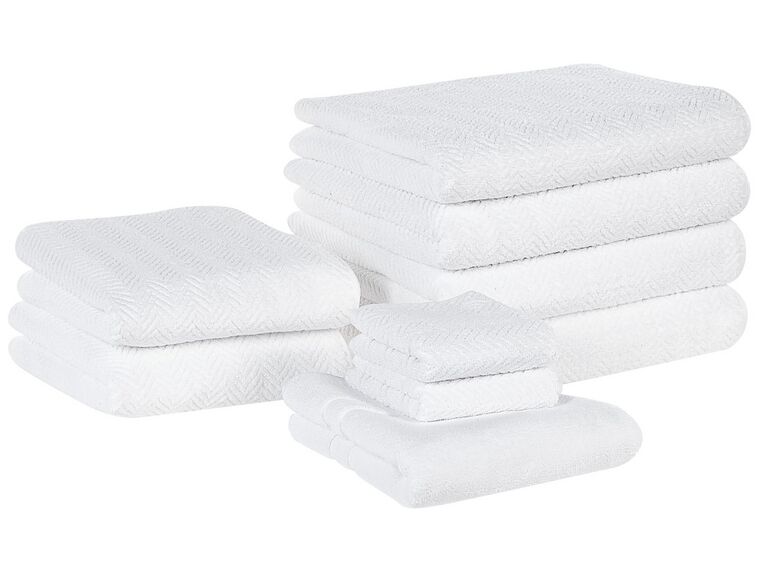 Set of 9 Cotton Terry Towels White MITIARO_841772
