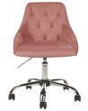 Krzesło biurowe regulowane welurowe różowe PARRISH_867723
