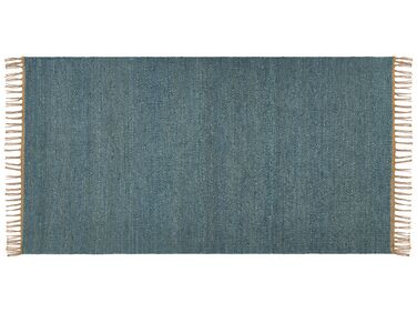 Tapis en jute 80 x 150 cm bleu turquoise LUNIA