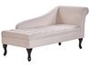 Right Hand Velvet Chaise Lounge with Storage Light Beige PESSAC_881975