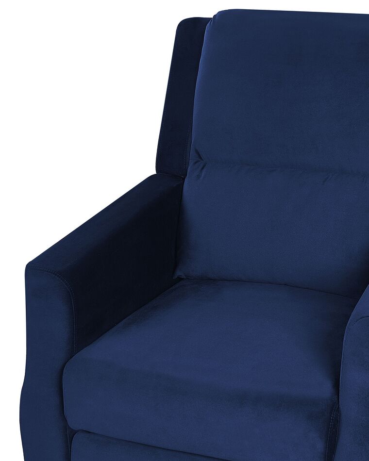Velvet Recliner Chair Navy Blue EGERSUND Beliani.co.uk