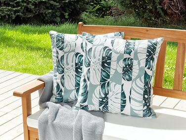 Set of 2 Outdoor Cushions Leaf Pattern 45 x 45 cm Green TERMINI