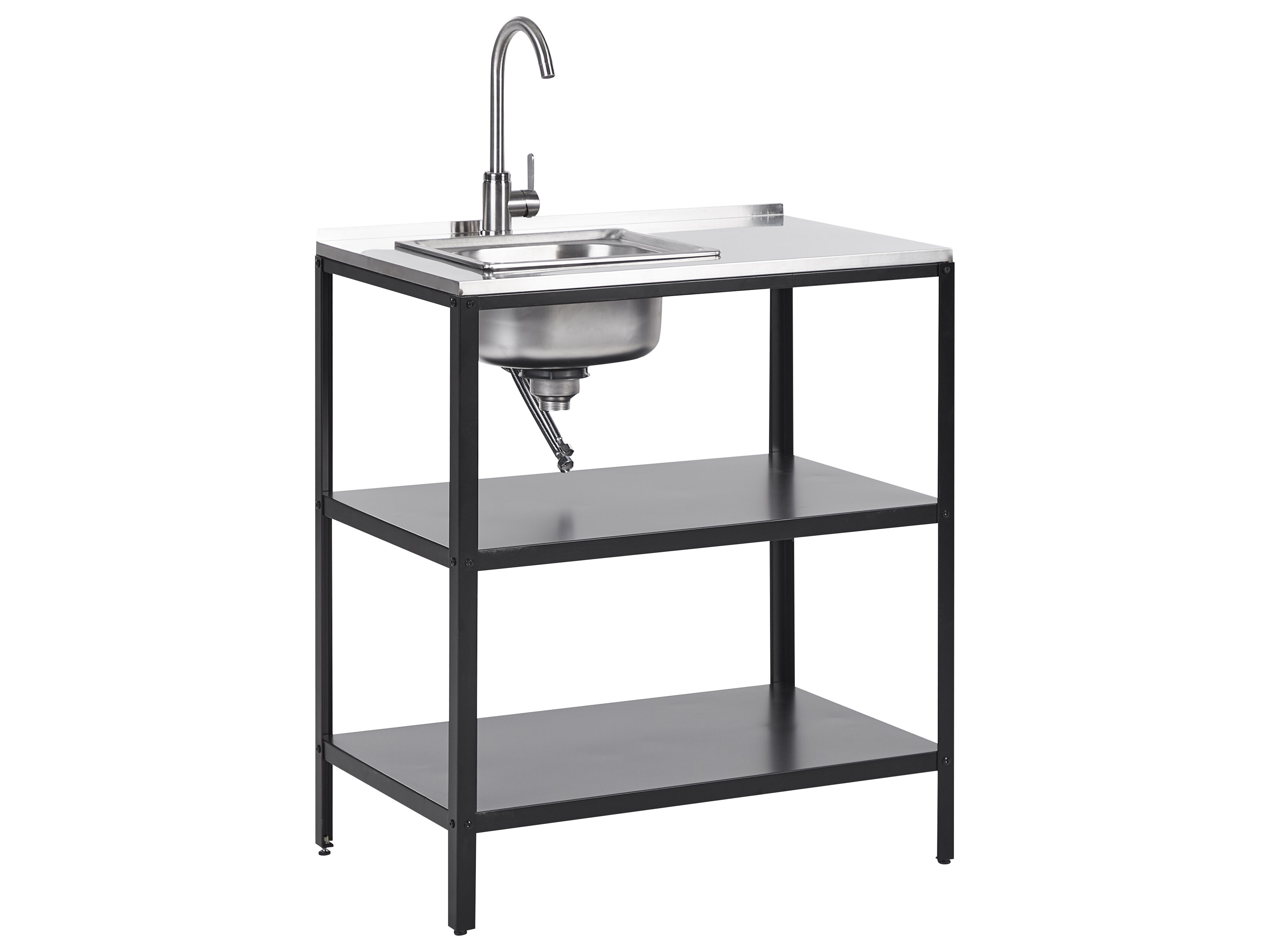 Stainless steel shop workbench with sink
